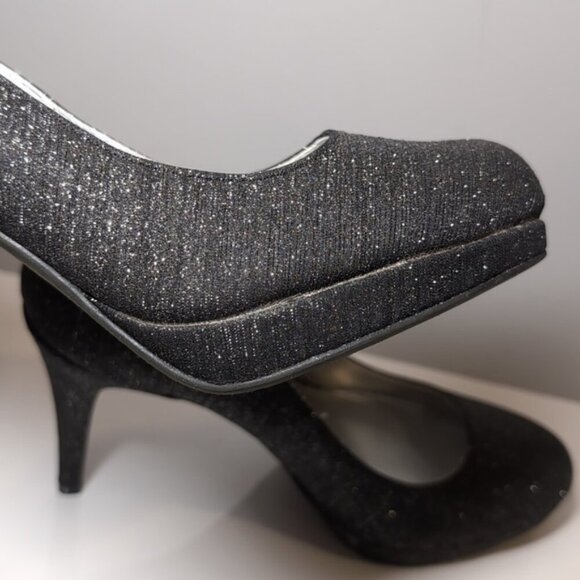Fioni Night Formal Glitter High Heels Dark Gray Silver Metallic Shoes Size 8.5 - Picture 7 of 14